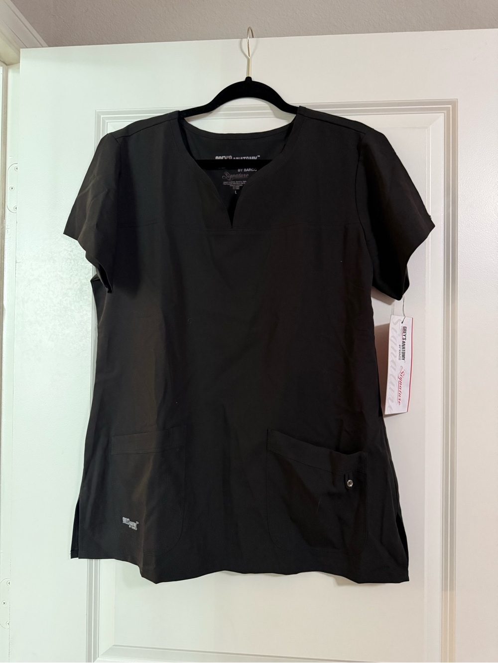 Black Women's Scrub Top - Classic V-Notch Neck